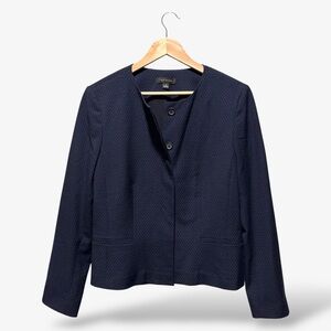 Ann Taylor Blue Polka Dot Jacket Size 12 Long Sleeve Career Church Casual Preppy